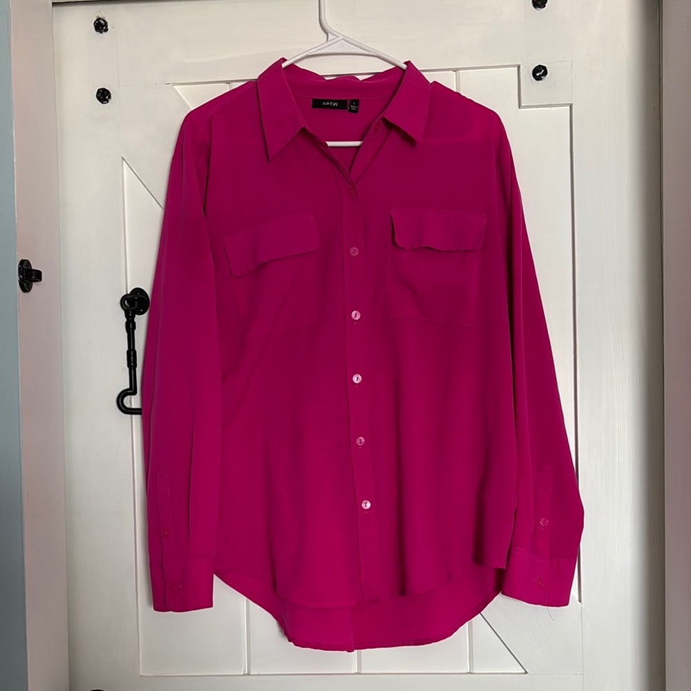 Bright Pink Button-Up Shirt